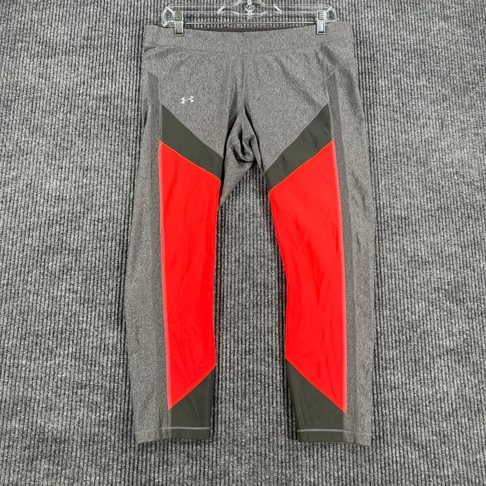 Under Armour Leggings Womens XL Extra Large Gray Orange Compression Heat Gear